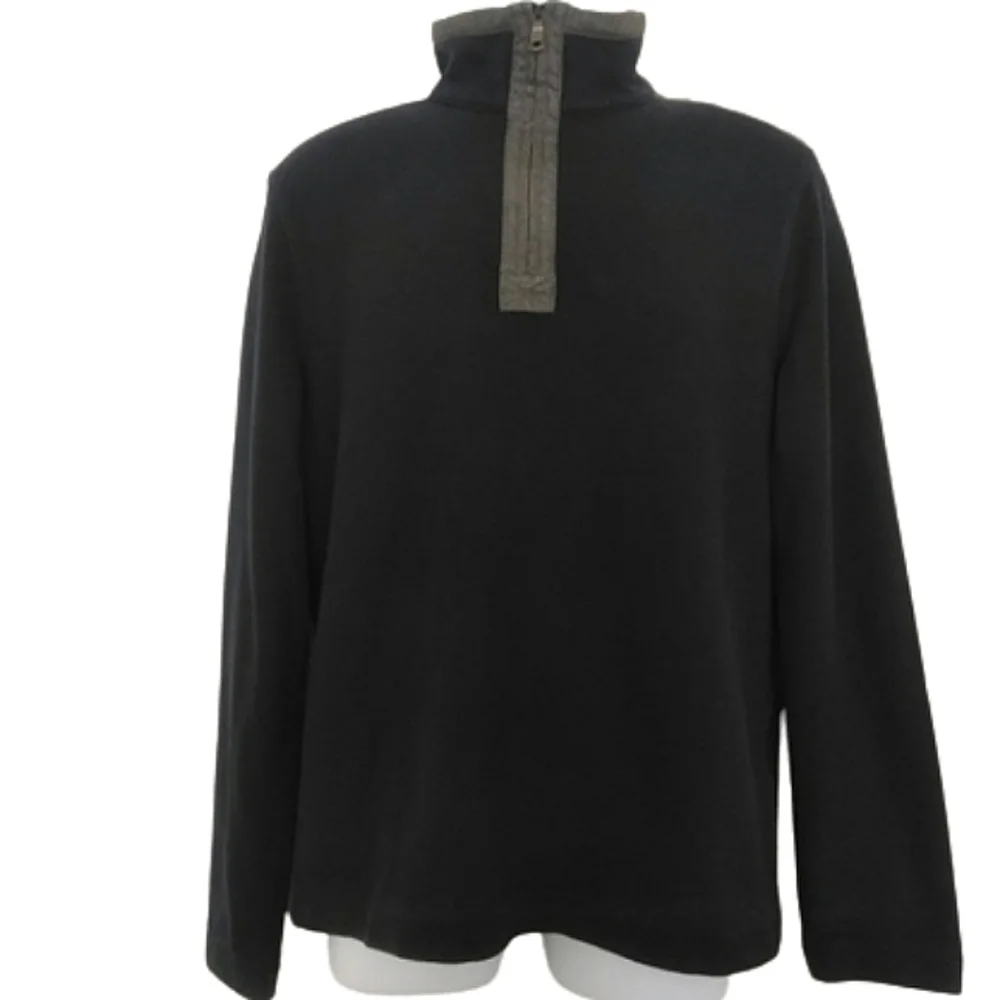 Banana Republic Blue & Gray Partial Zip Down Neckline Long Sleeve Sweater Top